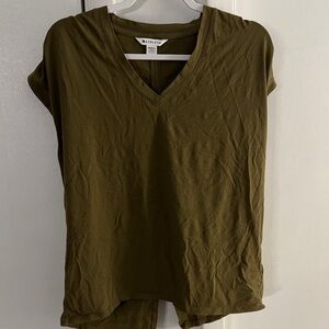 Athleta Dark Olive V-Neck Short Sleeve Top